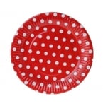 Червени чинийки на бели точки 18 см, 10 броя