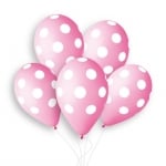 Розов балон на бели точки, 30 см, 1 брой