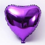 Фолиев балон сърце, лилав металик, 45 см