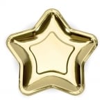 Парти чинийки звезда злато металик 23 см, 6 броя