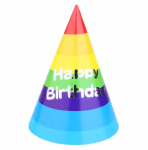 Парти шапка разноцветна Happy Birthday, червен връх