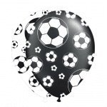 Черни и бели балони с принт футболни топки, 8 броя