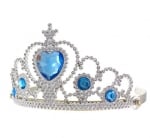 Парти Тиара Корона Принцеса - сребърна със сини камъни