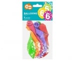 Разноцветни Балони с печат Цифра 6, 5 броя