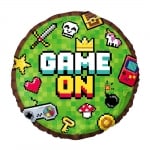 Фолиев балон Game on геймърско парти, плейстейшън, зелен кръг