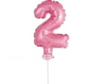 Мини Балон за торта Цифра 2 Розов металик, 13 см