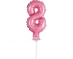 Мини Балон за торта Цифра 8 Розов металик, 13 см