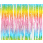 Декоративна завеса от ресни разноцветна макарон на звездички, фолио 100 х 200 см