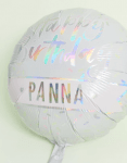 Иридесцентен балон с надпис Happy Birthday с включени стикери за персонализация