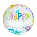 Прозрачен балон сфера Happy Birthday, tpu