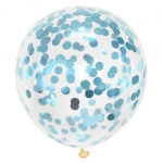 Прозрачен балон със светлосини конфети