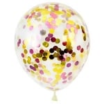 Прозрачен Балон с Ярко розови и златни конфети