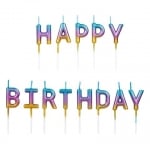 Свещички за торта букви Happy Birthday Ombre преливащи цветове