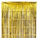 Бляскава златна завеса от ресни, злато металик, 100 х 200 см