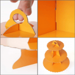 Оранжева стойка за кексчета, мъфини, картон, триетажна
