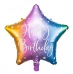 Фолиев балон звезда за рожден ден в преливащи се цветове омбре Happy Birthday, 40 см