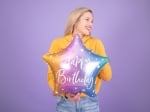 Фолиев балон звезда за рожден ден в преливащи се цветове омбре Happy Birthday, 40 см