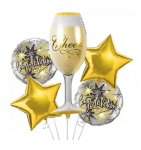 Комплект фолиеви балони Чаша шампанско, 5 броя