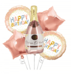 Комплект фолиеви балони за рожден ден "Бутилка шампанско", 5 броя