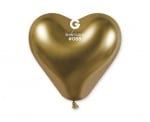Балони Сърца Хром Злато Shiny Gold 30 см Gemar, пакет 25 броя