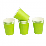 Зелени картонени чаши, лимонено зелено, 10 броя
