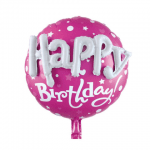 Розов балон за рожден ден с обемни букви 3D Happy Birthday, кръг 58 см