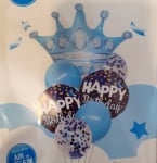 Комплект балони корона за рожден ден момче в синьо, 7 броя