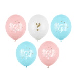 Латексови балони за разкриване пола на бебето Boy or Girl, микс, 5 броя