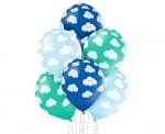 Латексови балони пухкави облачета сини, 6 броя