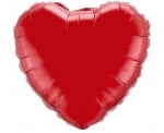 Фолиев балон сърце - червен металик 23 см