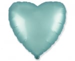 Фолиев балон сърце - син светлосин сатен мат, 48 см