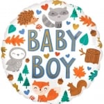 Фолиев балон Baby Boy с горски животни за бебешко парти момче, 43 см