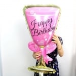 Фолиев балон за рожден ден Чаша шампанско/вино в розово