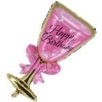 Фолиев балон за рожден ден Чаша шампанско/вино в розово