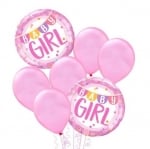 Комплект фолиеви и латексови балони за бебешко парти/бебе момиче Baby Girl, 7 броя