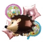 Комплект фолиеви балони таралеж, горски животни, 5 броя