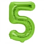 Зелен фолиев балон цифра 5, петица, 100 см