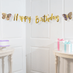 Банер за рожден ден пеперуди Happy Birthday Butterfly Shimmer