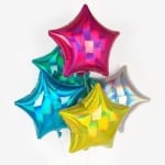 Фолиев балон звезда циан синьо-зелена- иридесцентен/преливащи се цветове, 43 см