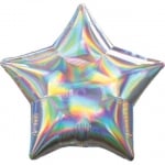 Фолиев балон звезда сребро- иридесцентен/преливащи се цветове, 43 см