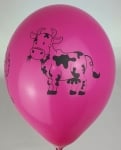 Балони Ферма с печат кокошка, прасе, пате и крава - 10 броя микс