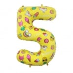 Фолиев балон цифра 5 шарен, за пети рожден ден