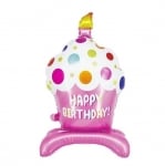 Розов стоящ балон кексче за рожден ден, 51 х 86 см