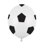 Бели латексови балони футболна топка, 30 см, пакет 50 броя