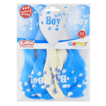 Балони за бебешко парти Baby Boy - бебе момче 33 см в бяло и синьо, 5 броя