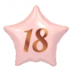 Балон за 18-и рожден ден, розов, принт розово злато, звезда 48 см