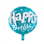 Син балон за рожден ден с обемни букви 3D Happy Birthday, кръг 58 см