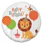 Балон за рожден ден лъв с шапка, кръг 43 см