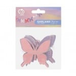 Гирлянд пеперуди картон в розово, лилаво и бяло, 300 см