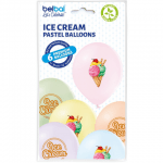 Латексови балони със сладолед в пастелни цветове, 6 броя